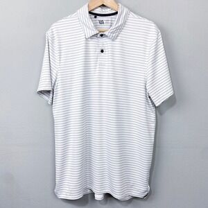 VRST Golf Polo Shirt Size L Striped Golf Activewear Ivory Stretch‎ Sporty Casual